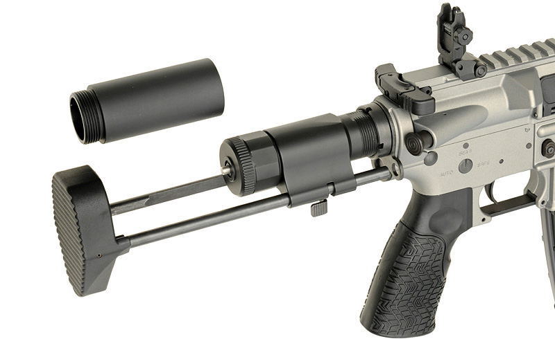 Daniel Defense DDM4 PDW SBR max. 0,5J AEG mit ESHOOTER ETU, Silbergrau 