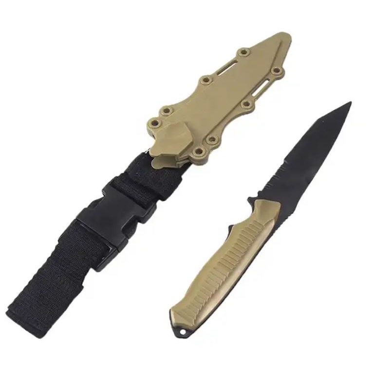 Trainingsmesser "Tanto"-Style mit Scheide tan