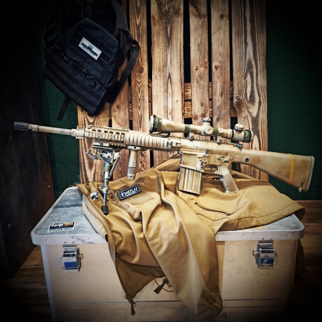 Kopie von CUSTOMGUN: E&C SR25 'American Sniper' S-AEG mit Perun Hybrid, Zweibein, Aim-O Zielfernrohr, Paintjob #1