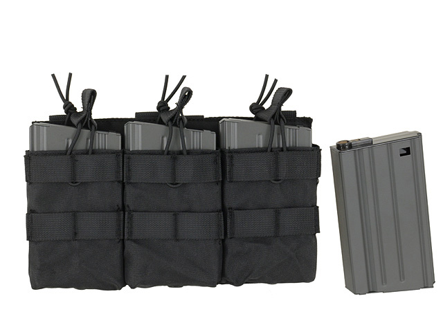 Triple Open Top 7.62 Mag Pouch - Black [8FIELDS]