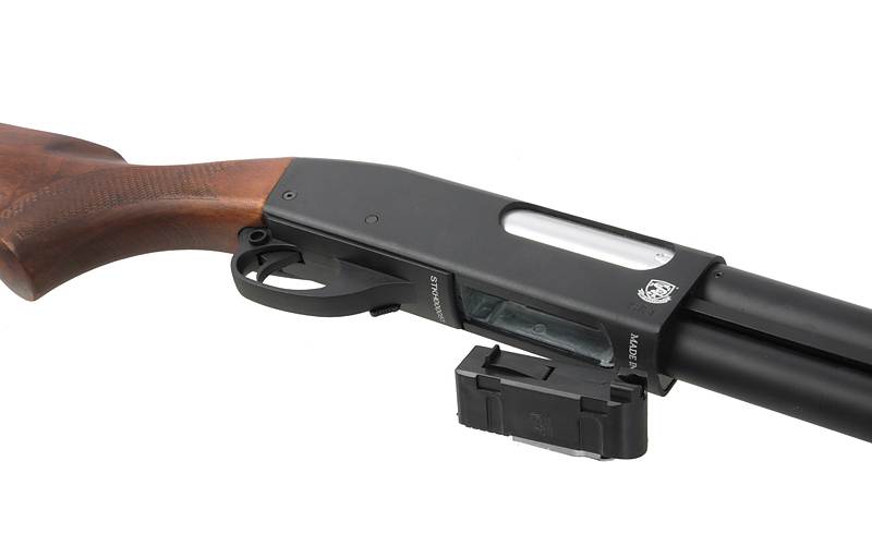 ST870 Pump Action Shotgun max. 0,5J Federdruck, Echtholz, kurze Version