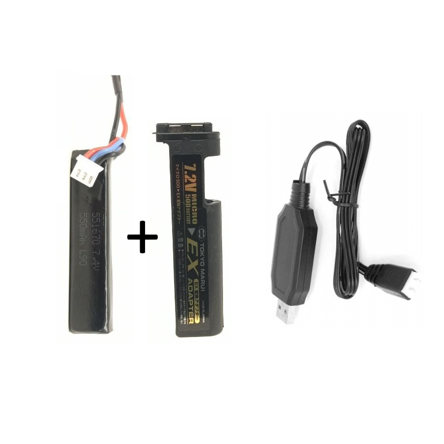 Tokyo Marui "EX Akku Conversion" -  mit 550mah 7,4V Lipo Akku für MP7/MAC-10 AEP-MP