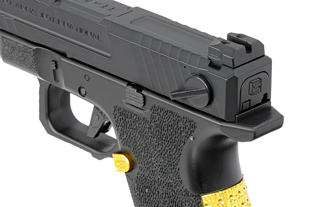 CYMA CM.135S AEP "SAI BLU - SALIENT ARMS INTERNATIONAL", schwarz/gold, S-Line mit JEFFTRON Mosfet MICRO