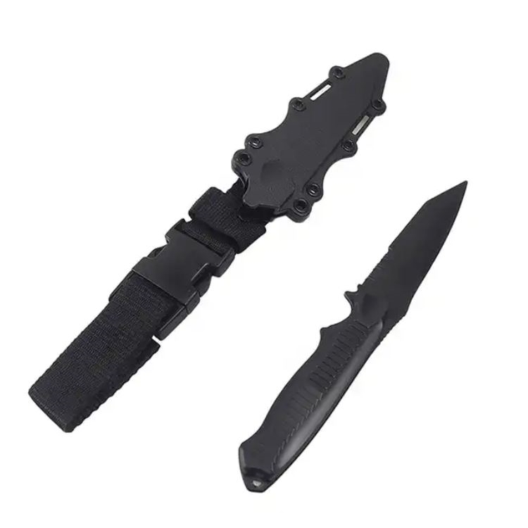 Trainingsmesser "Tanto"-Style mit Scheide schwarz