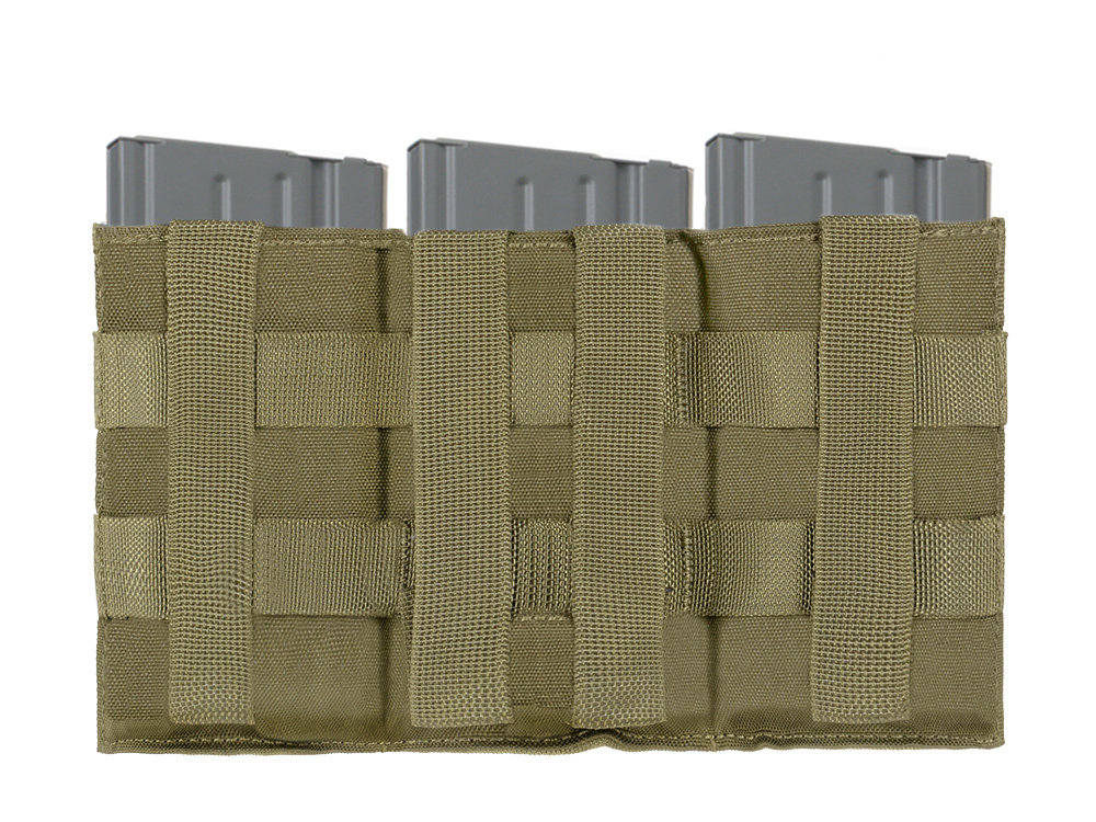 Elastic Triple SR25/M14/SCAR-H/HK417 Magazine Pouch - Olive